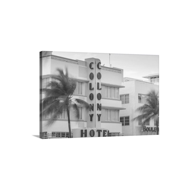 Miami, Miami Beach, South Beach, The Colony Art Deco Hotel on Ocean drive Wall Art - Canvas - Gallery Wrap