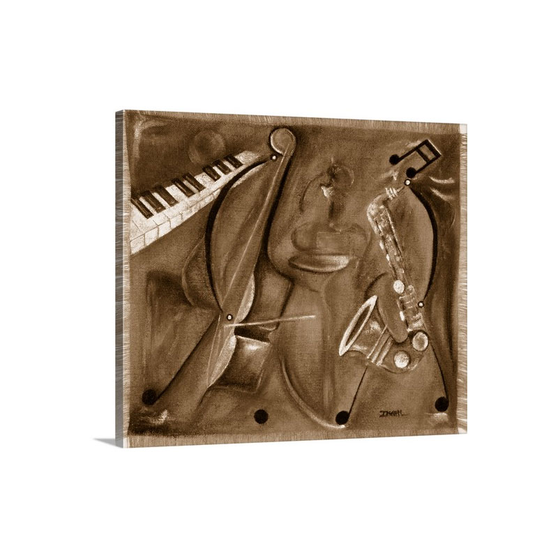 Burlap Sax Wall Art - Canvas - Gallery Wrap