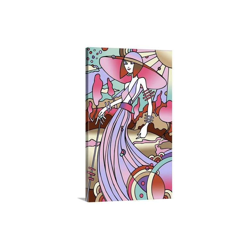Art Deco Lady Stroll Wall Art - Canvas - Gallery Wrap