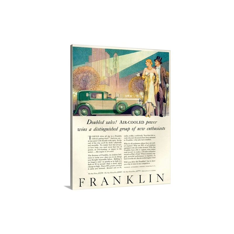 1920's USA Franklin Magazine Advert Wall Art - Canvas - Gallery Wrap