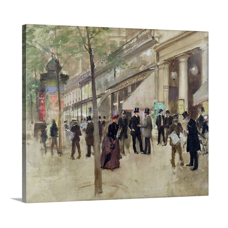 The Boulevard Montmartre And The Theatre Des Varietes C 1886 Wall Art - Canvas - Gallery Wrap