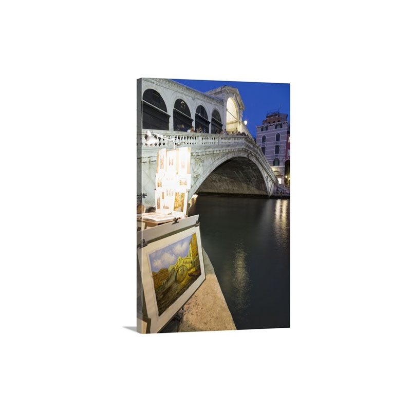 The Rialto Bridge And Grand Canal At Night Wall Art - Canvas - Gallerey Wrap