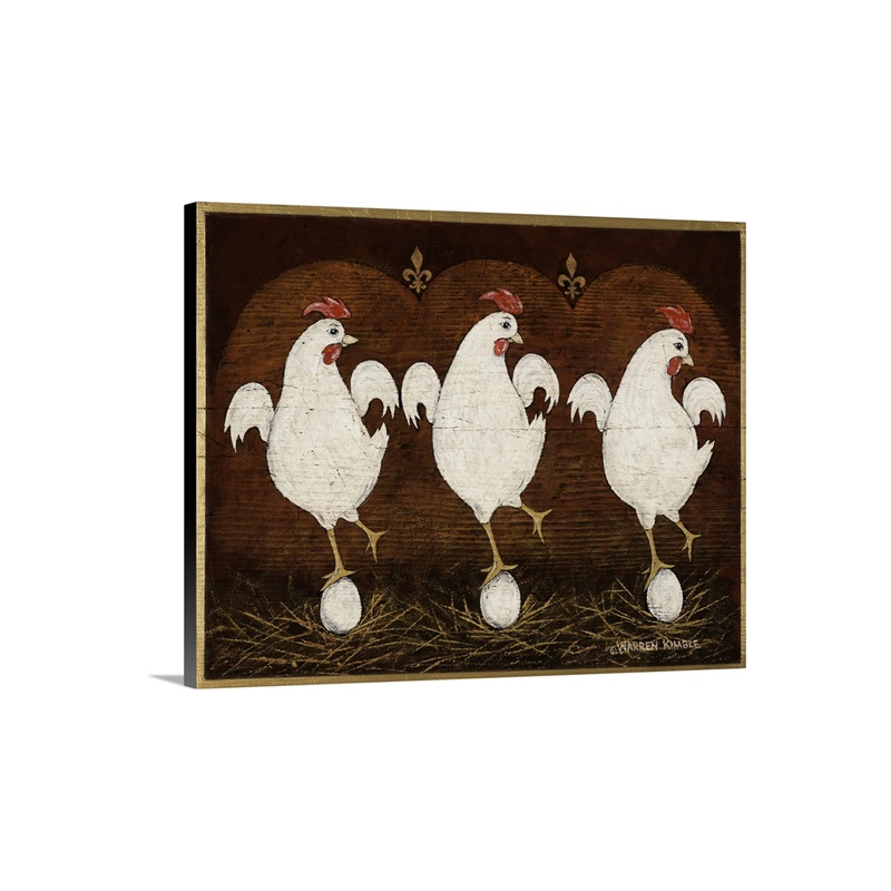 The Twelve Days of Art  Three French Hens Wall Art - Canvas - Gallery Wrap