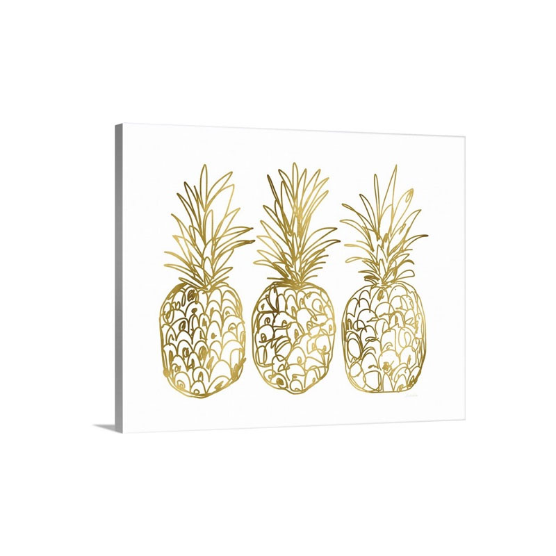Three Golden Pineapples Wall Art - Canvas - Gallery Wrap
