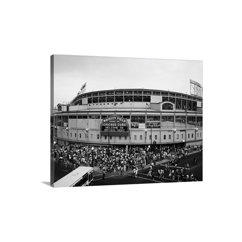 Tourists Outside A Baseball Stadium At Opening Night Wrigley Field Chicago Wall Art - Canvas - Gallery Wrap