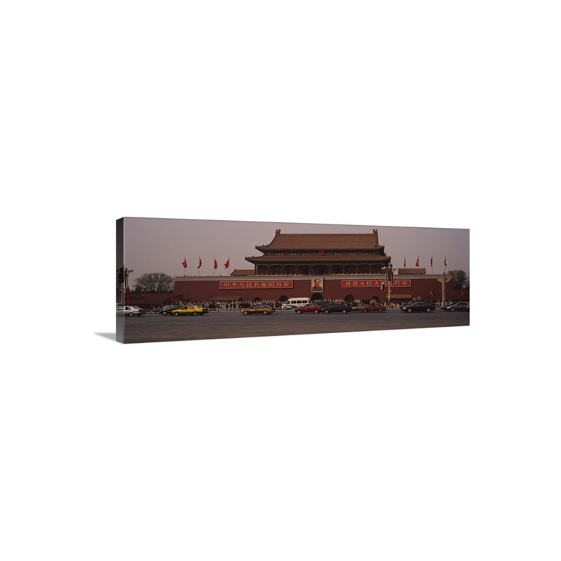 Traffic In Front Of A Building Tiananmen Square Forbidden City Beijing China Wall Art - Canvas - Gallery Wrap