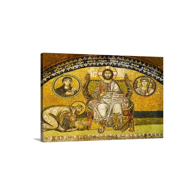 Turkey Istanbul Mosaic Of Leo V I Kneeling Before Jesus In Haghia Sophia Mosque Wall Art - Canvas - Gallery Wrap
