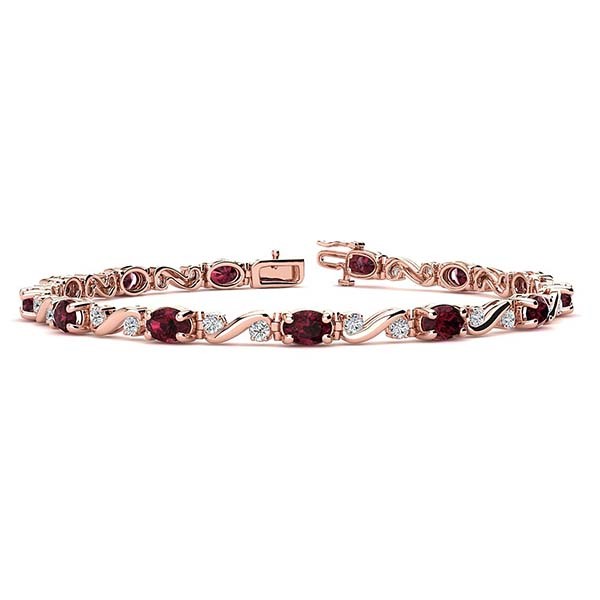 Twist Garnet Bracelet - Rose Gold