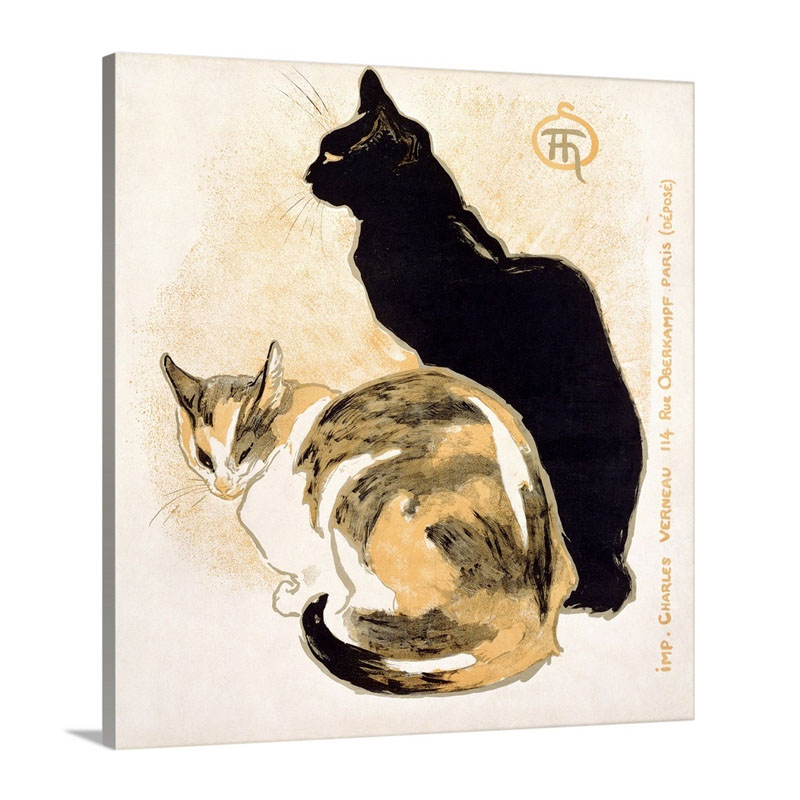 Two Cats Vintage Poster By Theophile Alexandre Steinlen Wall Art - Canvas - Gallery Wrap