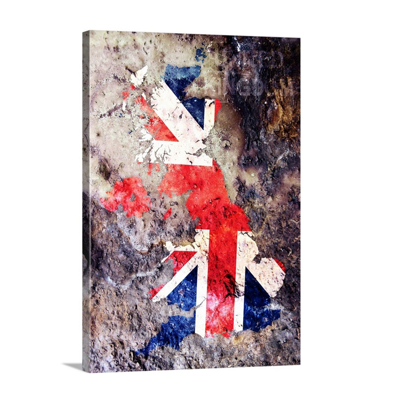 UK Flag Map Wall Art - Canvas - Gallery Wrap