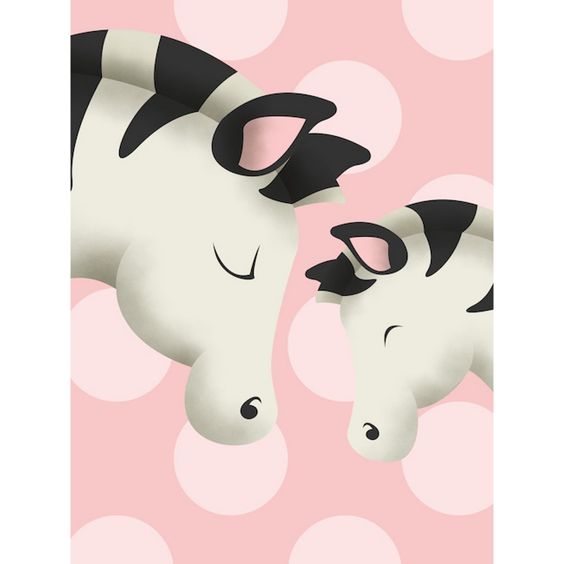 Zebra Mommy And Baby On Pink