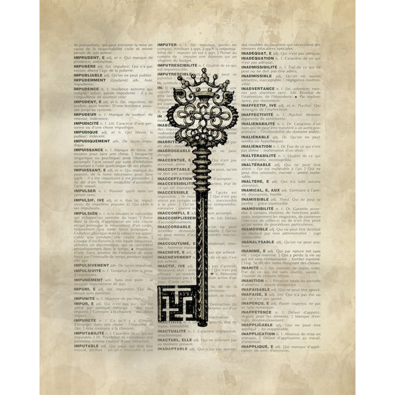 Vintage Dictionary Art Key