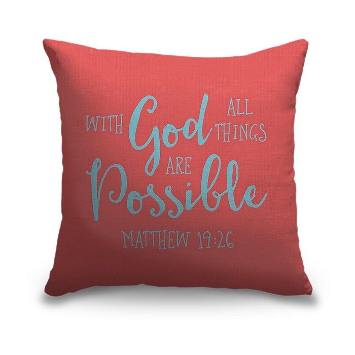 Matthew 19 26 Scripture Art In Teal And Coral