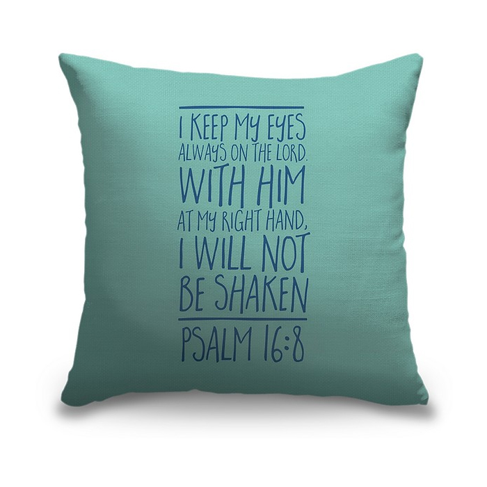 Psalm 16 8 Scripture Art In Blue And Teal