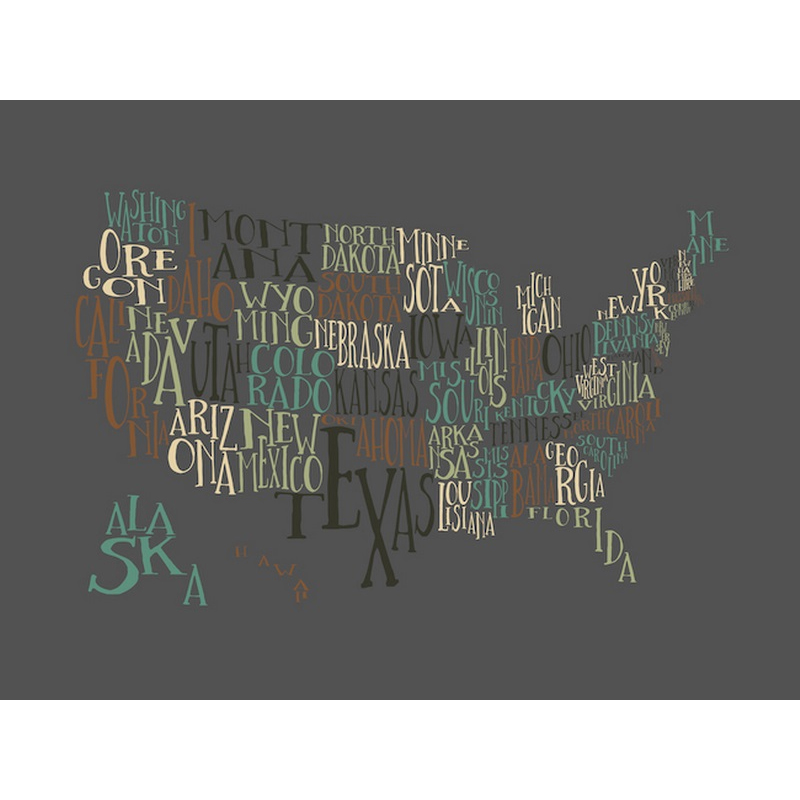 Deep Earth US Typography Map