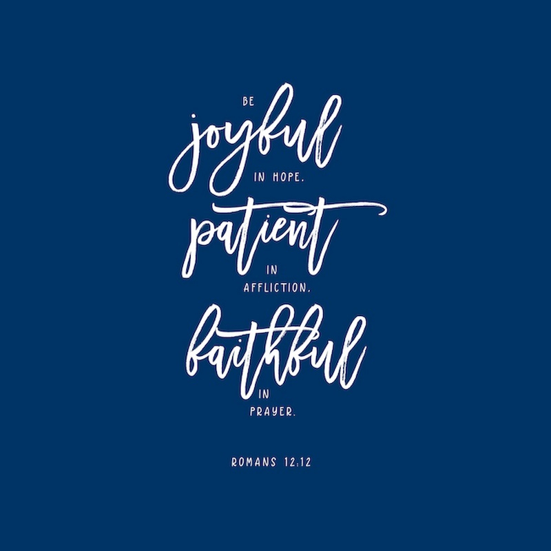 Romans 12 12 Scripture Art In White And Navy