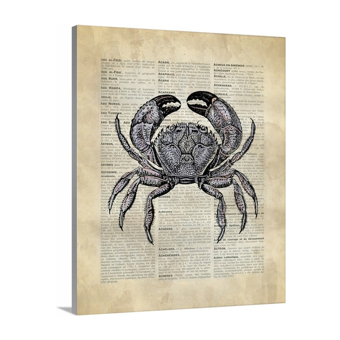 Vintage Dictionary Art Crab