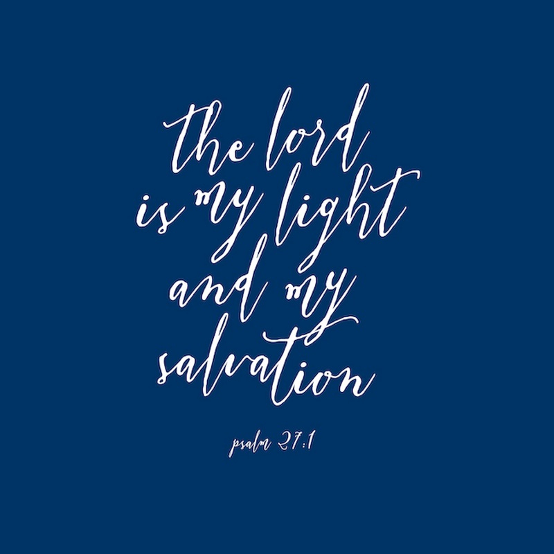 Psalm 27 1 Scripture Art In White And Navy