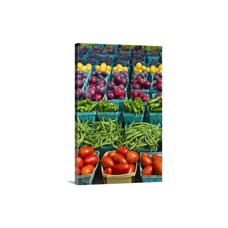 Vegetables And Fruits In Boxes At The Farmer's Market In New York City Wall Art - Canvas - Gallery Wrap