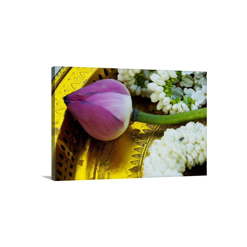Vegetarian Festival Lotus Flowers As Offerings Bangkok Thailand Wall Art - Canvas - Gallery Wrap