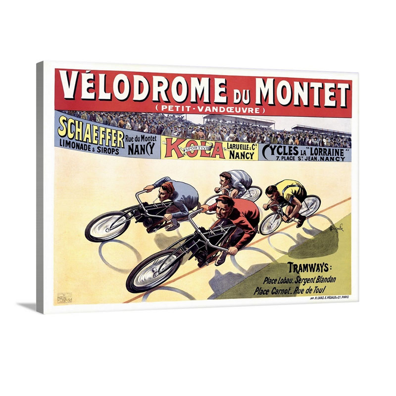 Velodrome Du Mont Bike Race Vintage Poster By Marcellin Auzolle Wall Art - Canvas - Gallery Wrap