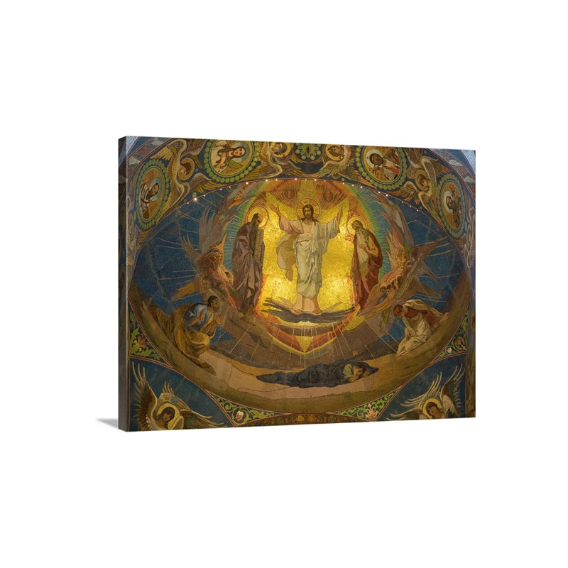 View Of Mosaic On Ceiling Church Of The Savior On Blood St Petersburg Russia Wall Art - Canvas - Gallery Wrap