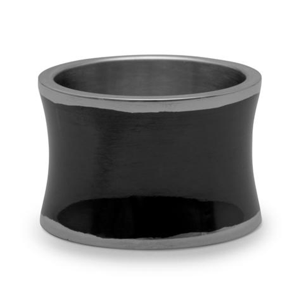 Stainless Steel Black Resin Band