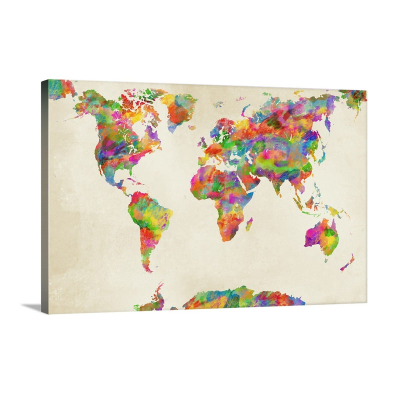 World Map Paint Drops Wall Art - Canvas - Galley Wrap