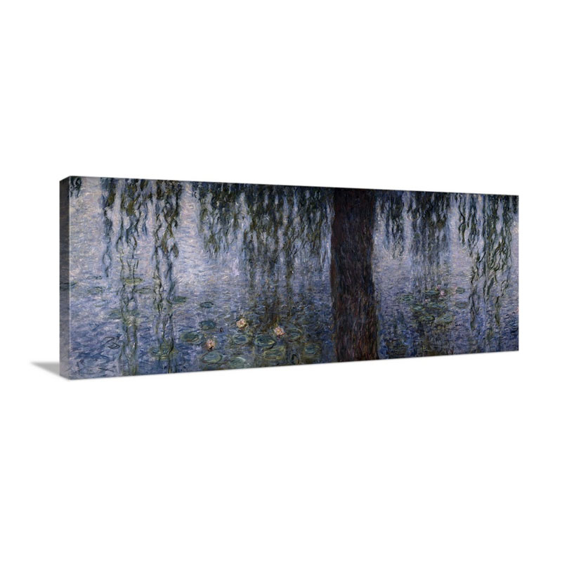 Waterlilies Morning With Weeping Willows Left Section Of The Triptych Wall Art - Canvas - Gallery Wrap