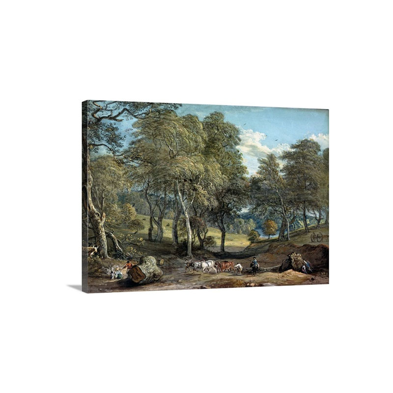 Windsor Forest With Oxen Drawing Timber 1798 Wall Art - Canvas - Gallery Wrap