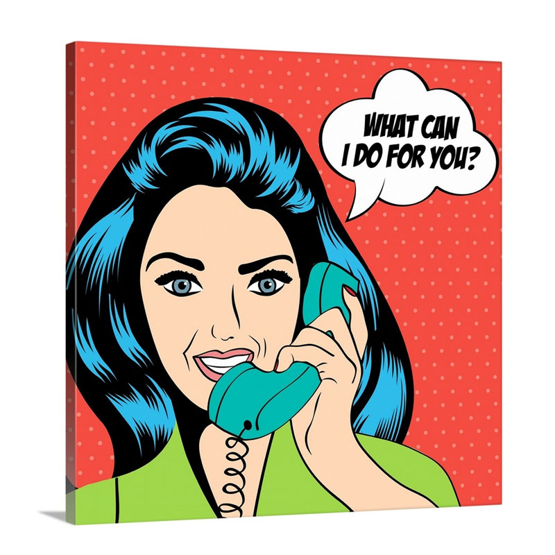 Woman Chatting On The Phone Pop Art Illustration Wall Art - Canvas - Gallery Wrap