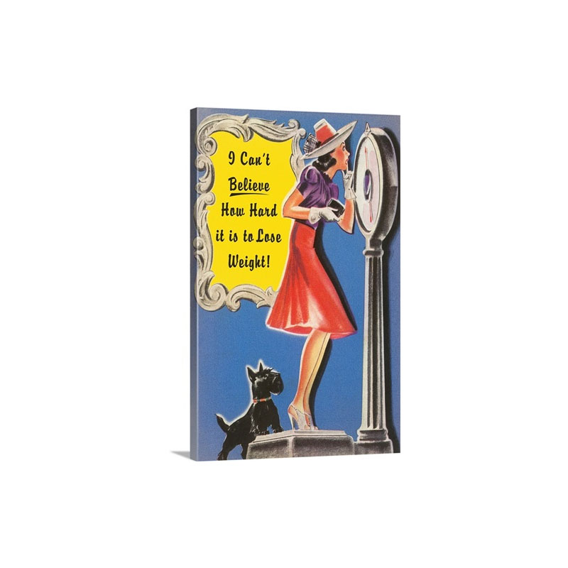 Woman On Scale With Scottie Dog Wall Art - Canvas - Gallery Wrap