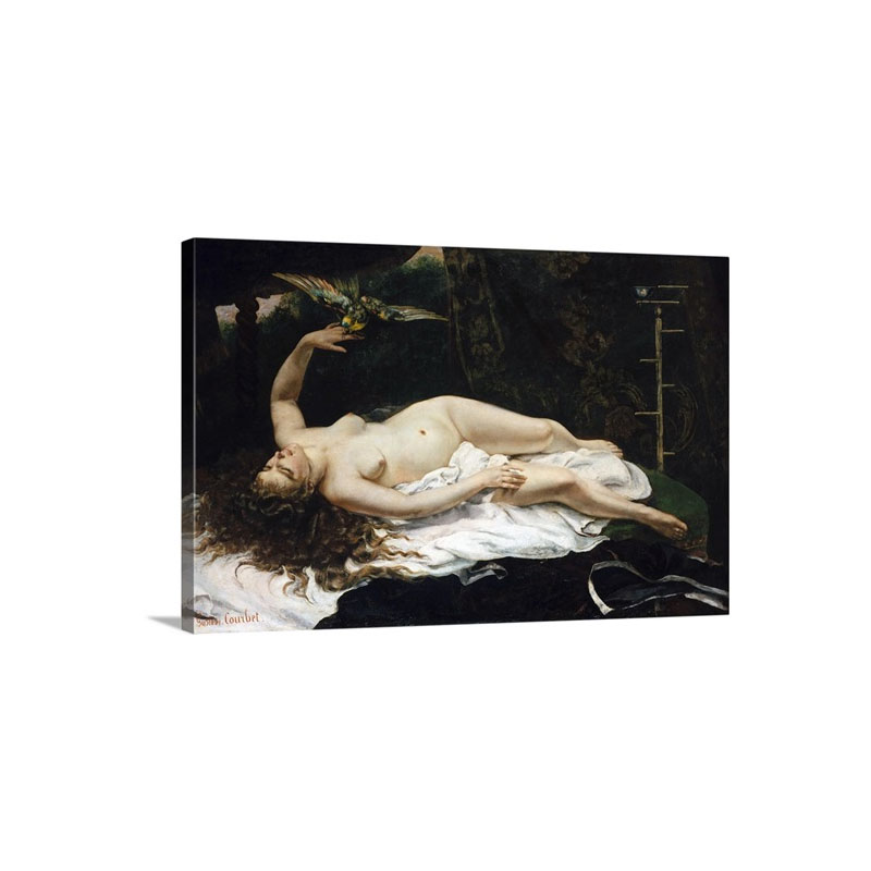 Woman With A Parrot By Gustave Courbet Wall Art - Canvas - Gallery Wrap