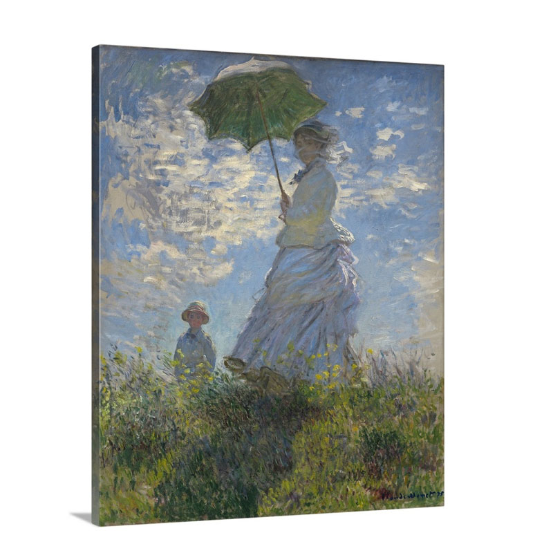 Woman With A Parasol Madame Monet And Her Son 1875 Wall Art - Canvas - Gallery Wrap