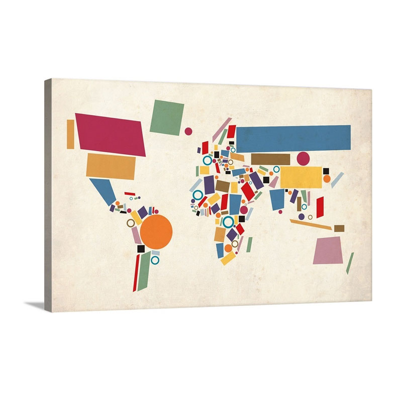World Map Abstract Wall Art - Canvas - Gallery Wrap