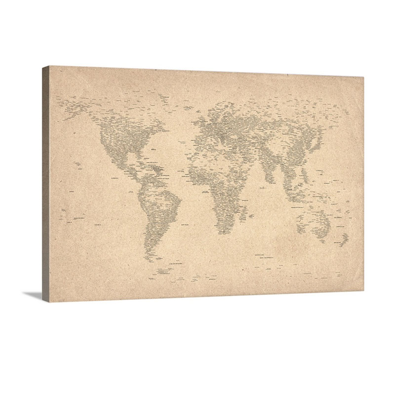 World Text Map Wall Art - Canvas - Gallery Wrap
