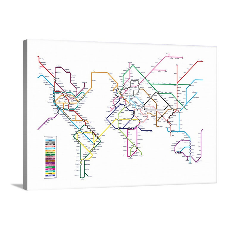 World Tube Metro Map Wall Art - Canvas - Gallery Wrap