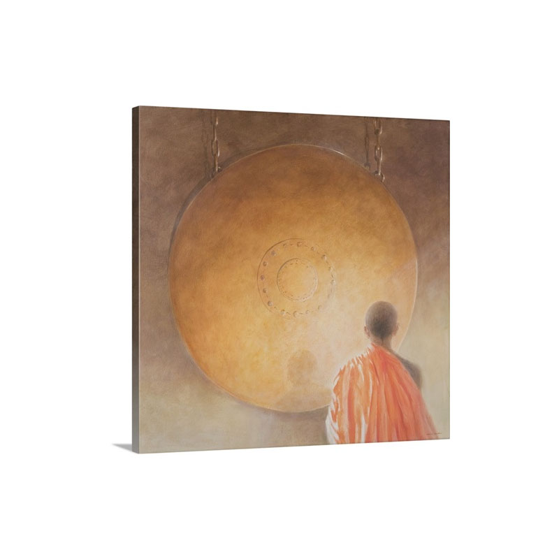 Young Buddhist Monk And Gong Bhutan 2010 Wall Art - Canvas - Gallery Wrap