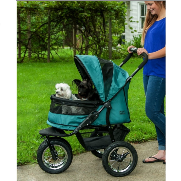 No Zip Double Pet Stroller Pine Green