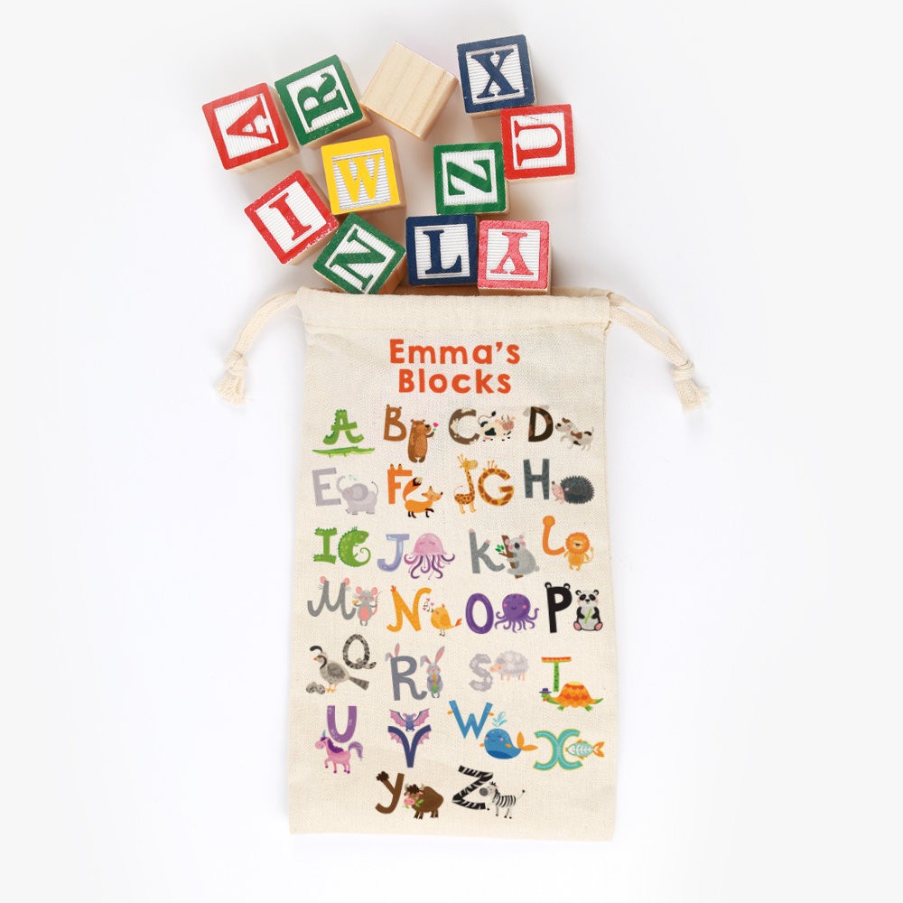 Alphabet Farm Personalized Drawstring Toy Bag