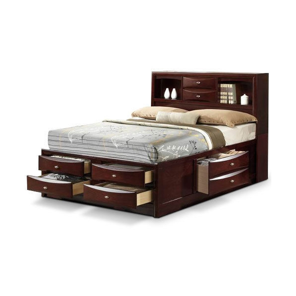 Bedroom Storage Bed With Drawers And Bookcase Headboard