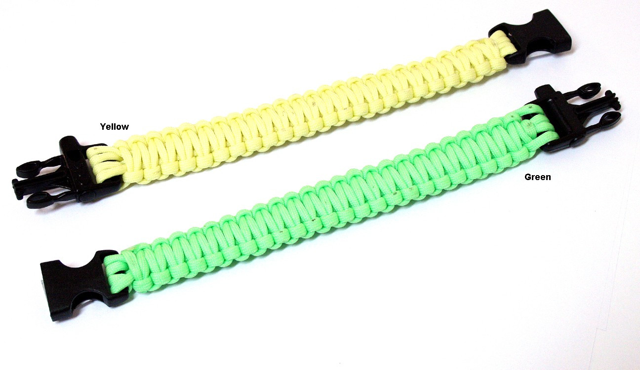 10.5 in. Glow In Dark Survival Paracord Bracelets & Buckles With Whistle