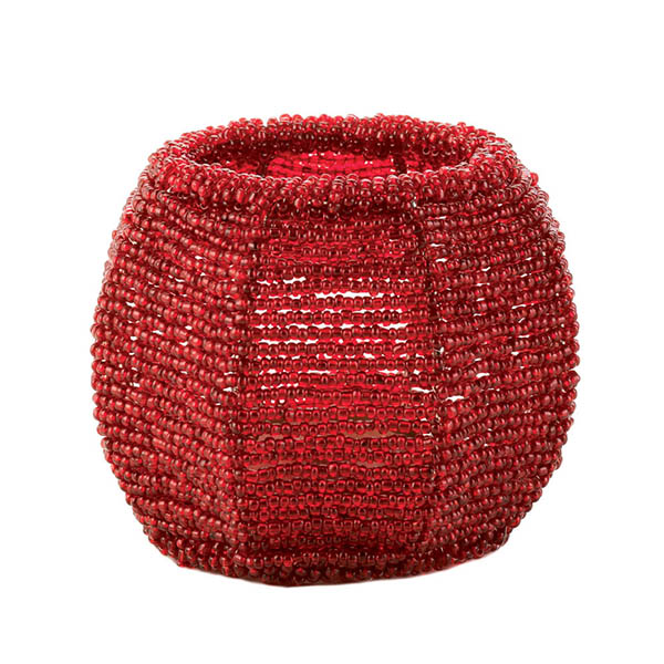 Cherry Red Beaded Candle Holder