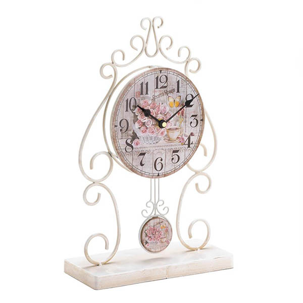 Country Rose Tabletop Clock