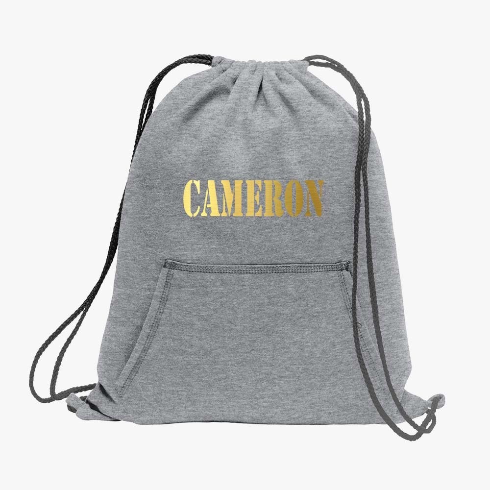 Custom Name Fleece Sweatshirt Cinch Back Pack