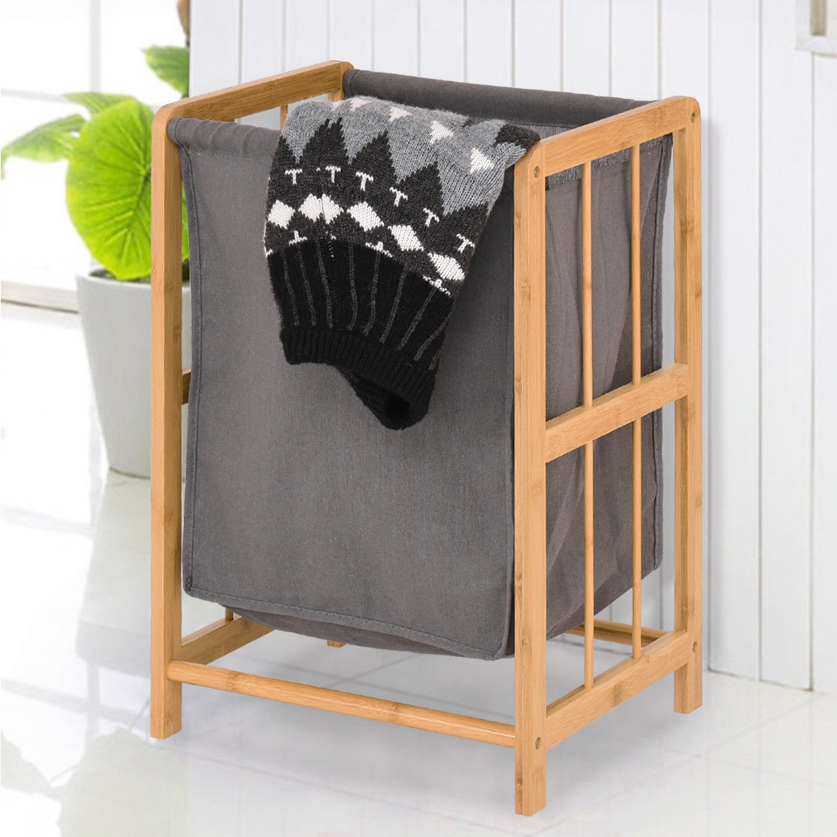 Bamboo Frame Durable Sorter Storage Laundry Hamper