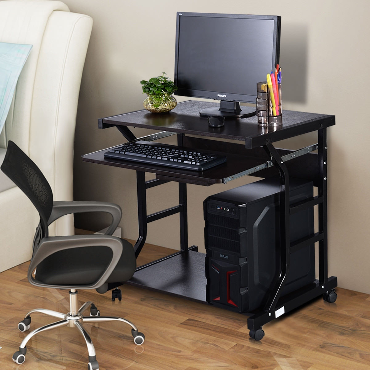 Home Office Workstation Rolling Computer Desk