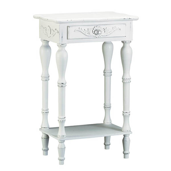 Distressed White Wood Accent Table