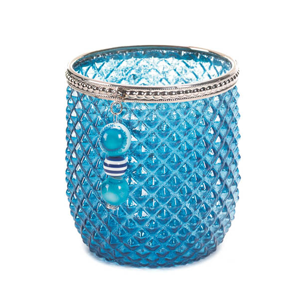 Dominion Teal Glass Candle holder
