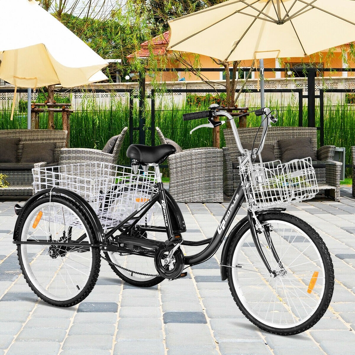 26 In. Seat Height Adjustable Single Speed 3-Wheel Tricycle With Bell